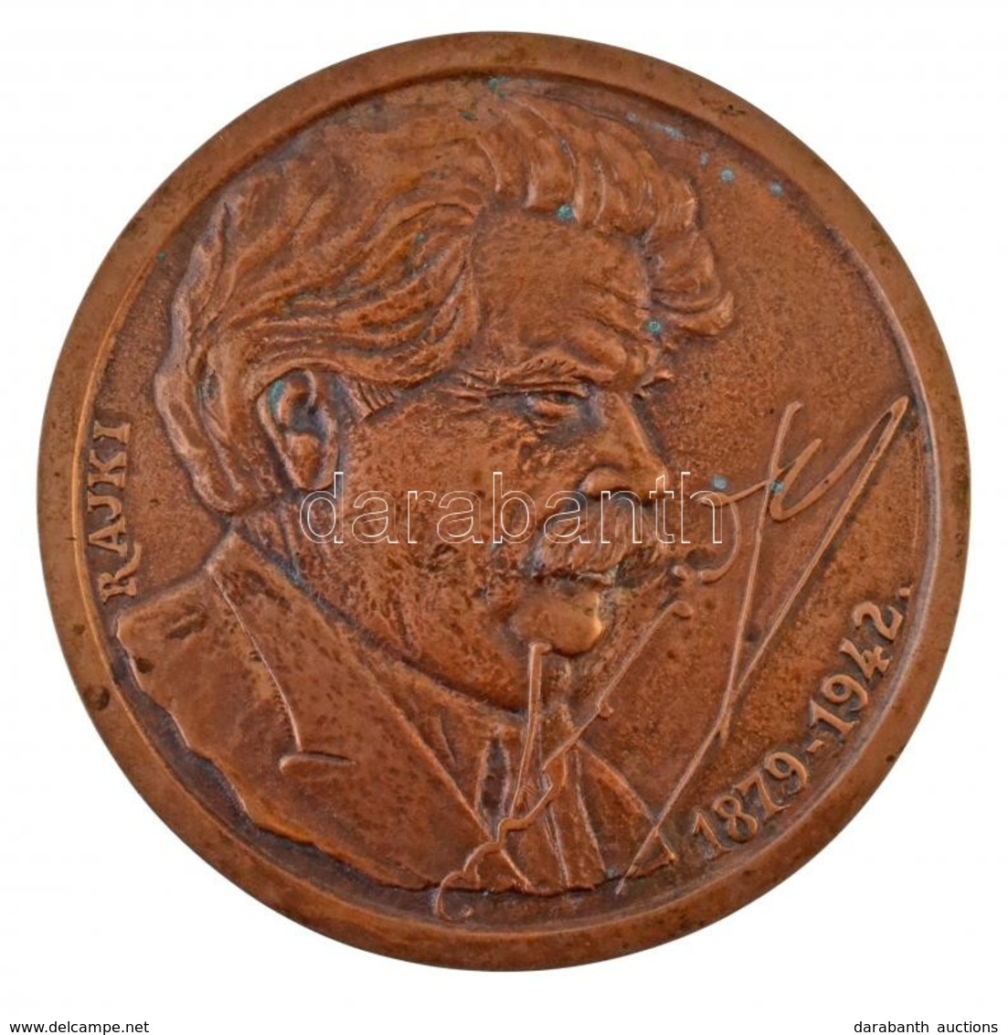 Rajki László (1939- ) DN 'Móricz Zsigmond 1879-1942' Egyoldalas, Nagyalakú Br Plakett (145mm) T:1-,2 Kis Patina - Non Classificati