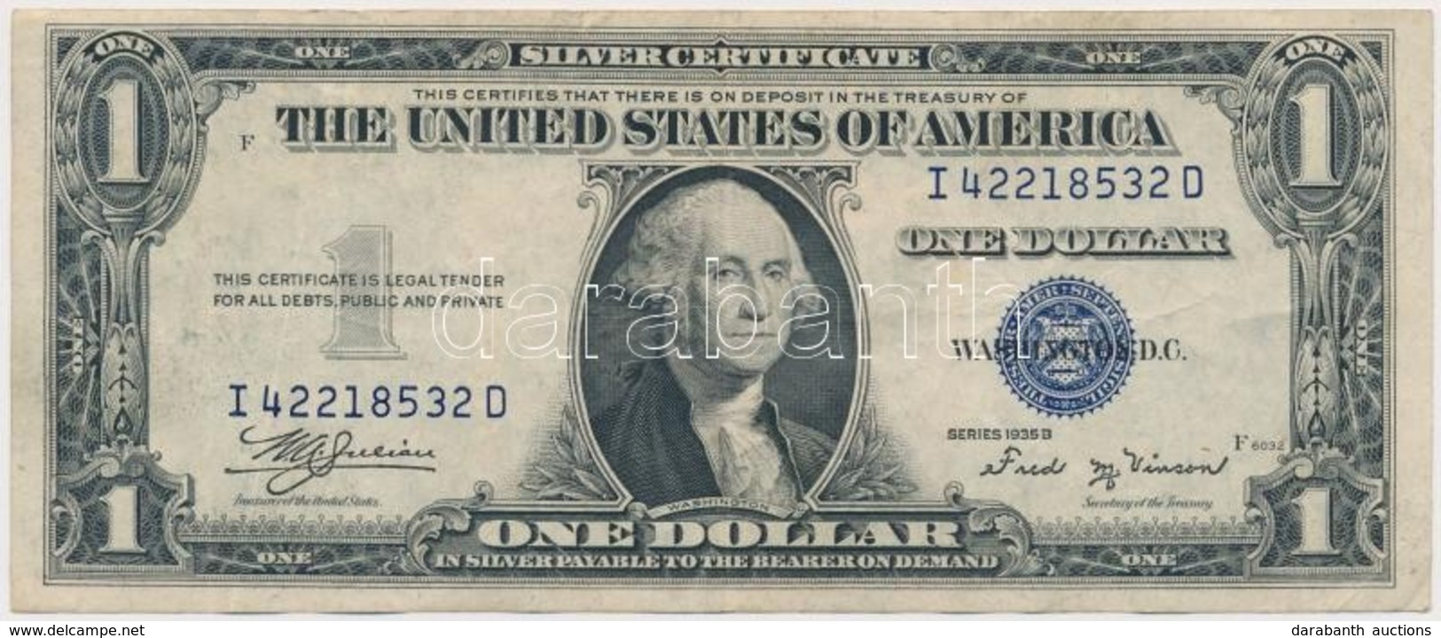Amerikai Egyesült Államok 1945-1946. (1935B) 1$ 'William Alexander Julian - Fred M. Vinson' Kék Pecsét T:III Szép Papír
 - Ohne Zuordnung