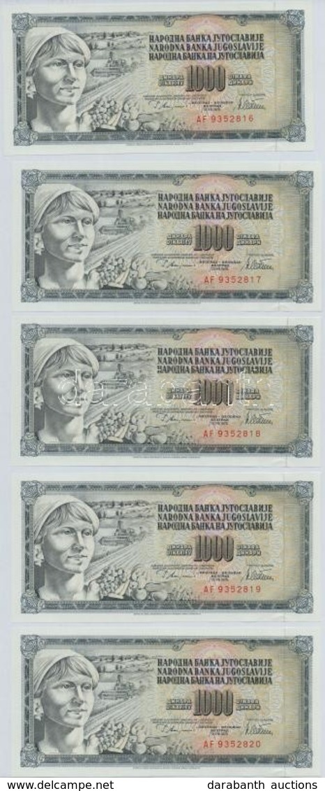 Jugoszlávia 1978. 1000D (10x) Sorszámkövetők, Valamint Mindegyiken Nyomdahiba 'GUVERNE' T:I 
Yugoslavia 1978. 1000 Dinar - Unclassified