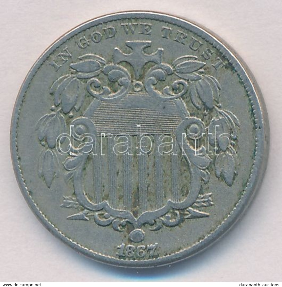 Amerikai Egyesült Államok 1867. 5c Cu-Ni 'Shield Nickel' T:2,2-
USA 1867. 5 Cents Cu-Ni 'Shield Nickel' C:XF,VF
Krause K - Unclassified