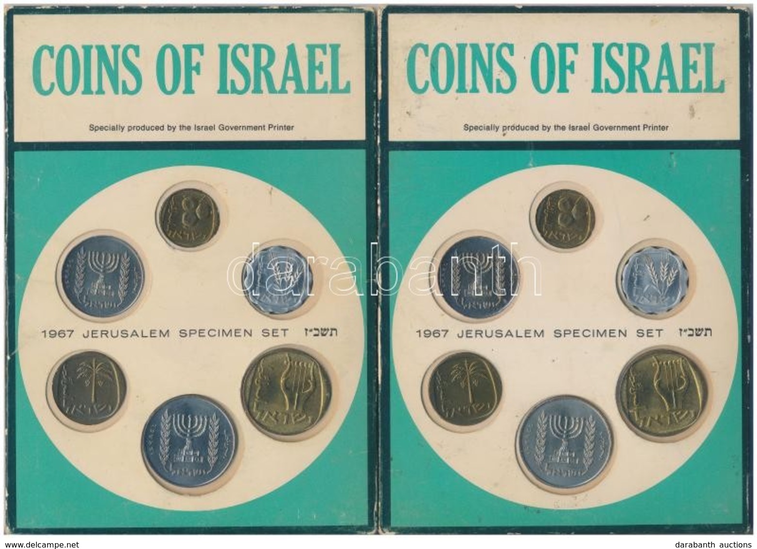 Izrael 1967. 1a-1L (6xklf) Forgalmi Sor Kissé Sérült Karton Dísztokban Tokban (2x) T:1,1- 
Israel 1967. 1 Agora - 1 Lira - Non Classificati