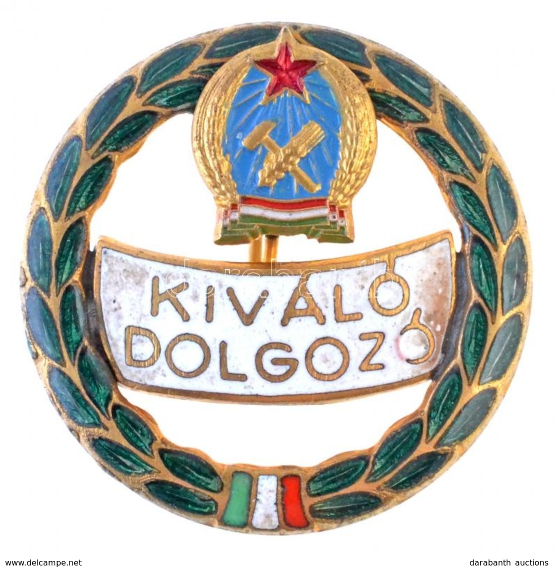 1945-1956. 'Kiváló Dolgozó' Zománcozott Fém Jelvény (26mm) T:2 Kicsit Kopott Zománc - Non Classés