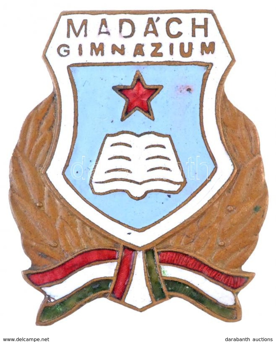 ~1970-1980. 'Madách Gimnázium' Zománcozott Fém Jelvény (30x40mm) T:2,2- Tűhiány - Unclassified