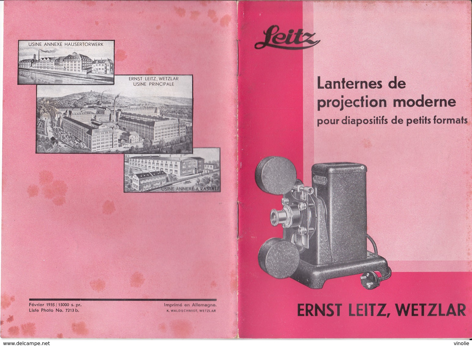 P-19-T-GF-019 : LANTERNES DE PROJECTION MODERNE  PHOTO. ERNST LEITZ. WETZLAR. 1935. - Autres & Non Classés