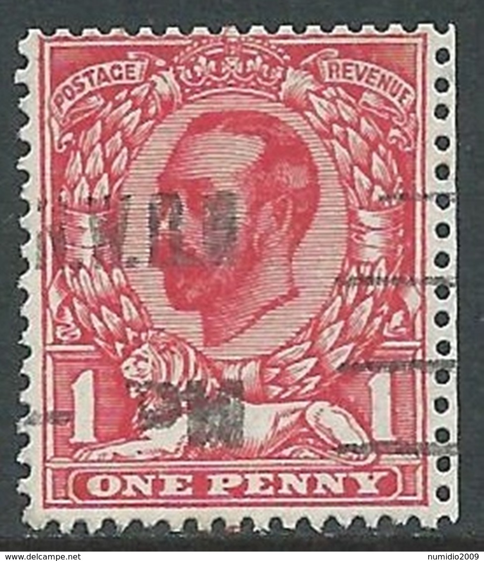 1911-12 GREAT BRITAIN USED SG 330 1d CARMINE RED - F22-4.2 - Gebruikt