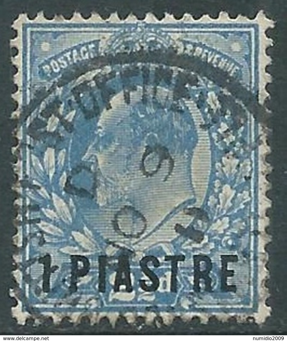 1911-13 BRITISH LEVANT USED TURKISH CURRENCY SG 27 1pi ON 2 1/2d - F24-9 - Levante Británica