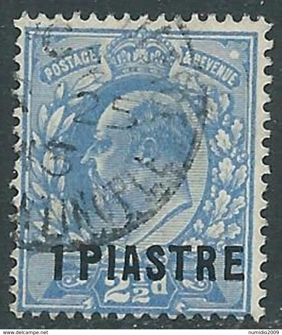 1911-13 BRITISH LEVANT USED TURKISH CURRENCY SG 28 1pi ON 2 1/2d - F24-10 - Brits-Levant