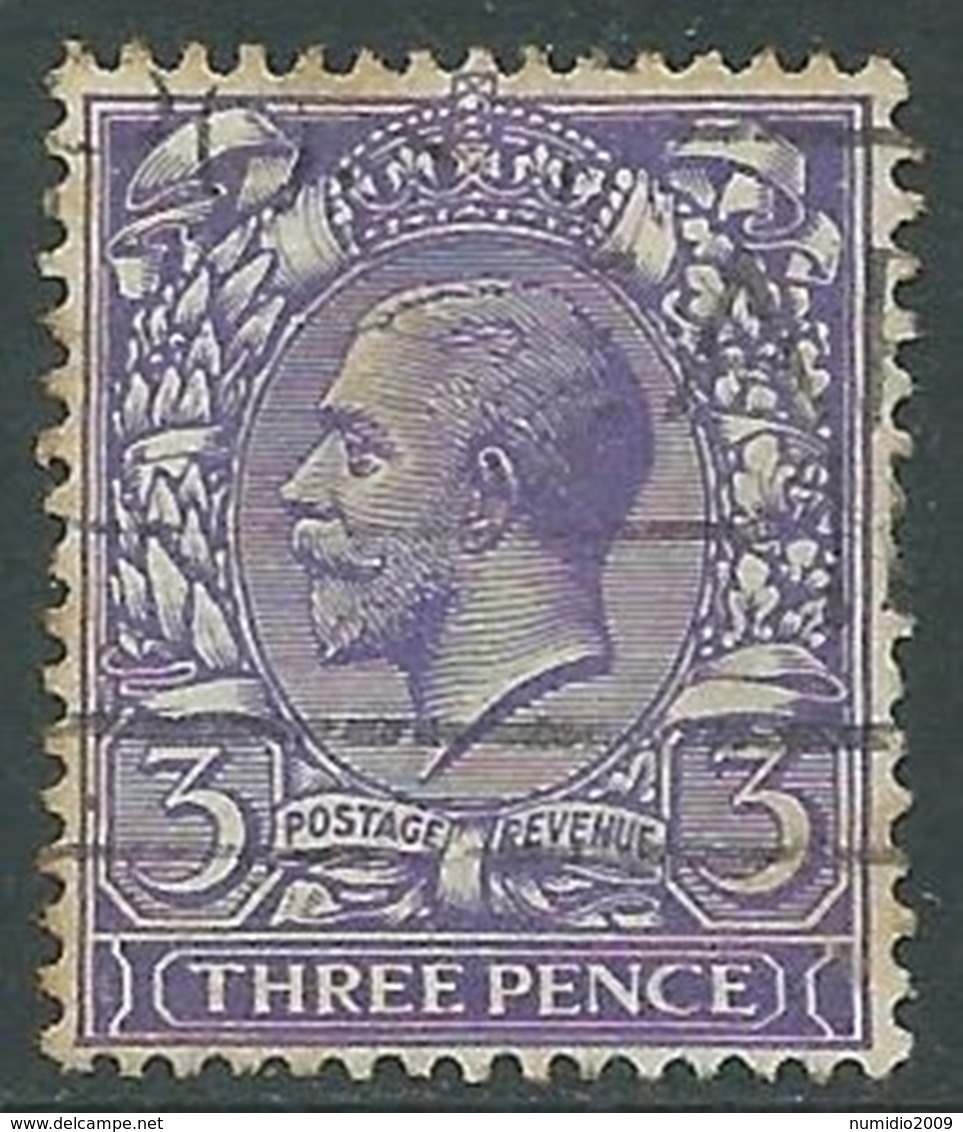 1912-24 GREAT BRITAIN USED SG 374 3d - F22-9 - Usati