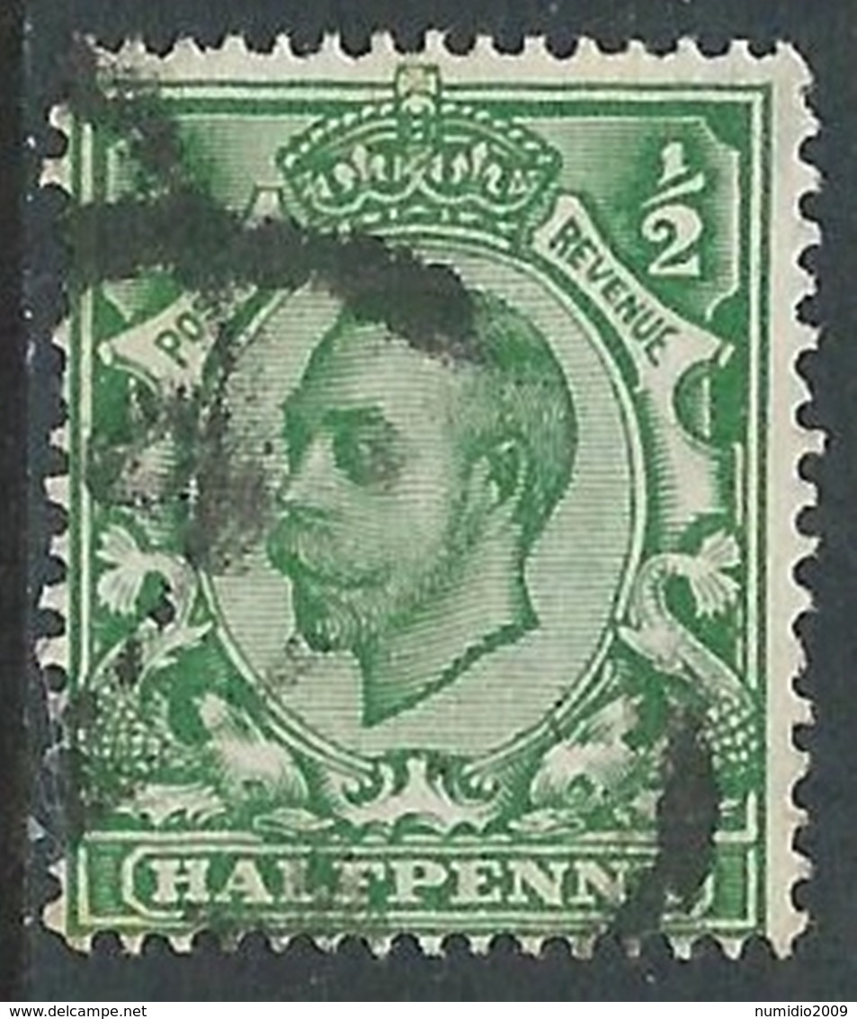 1912 GREAT BRITAIN USED SG 339 1/2d GREEN - F22-5 - Usati