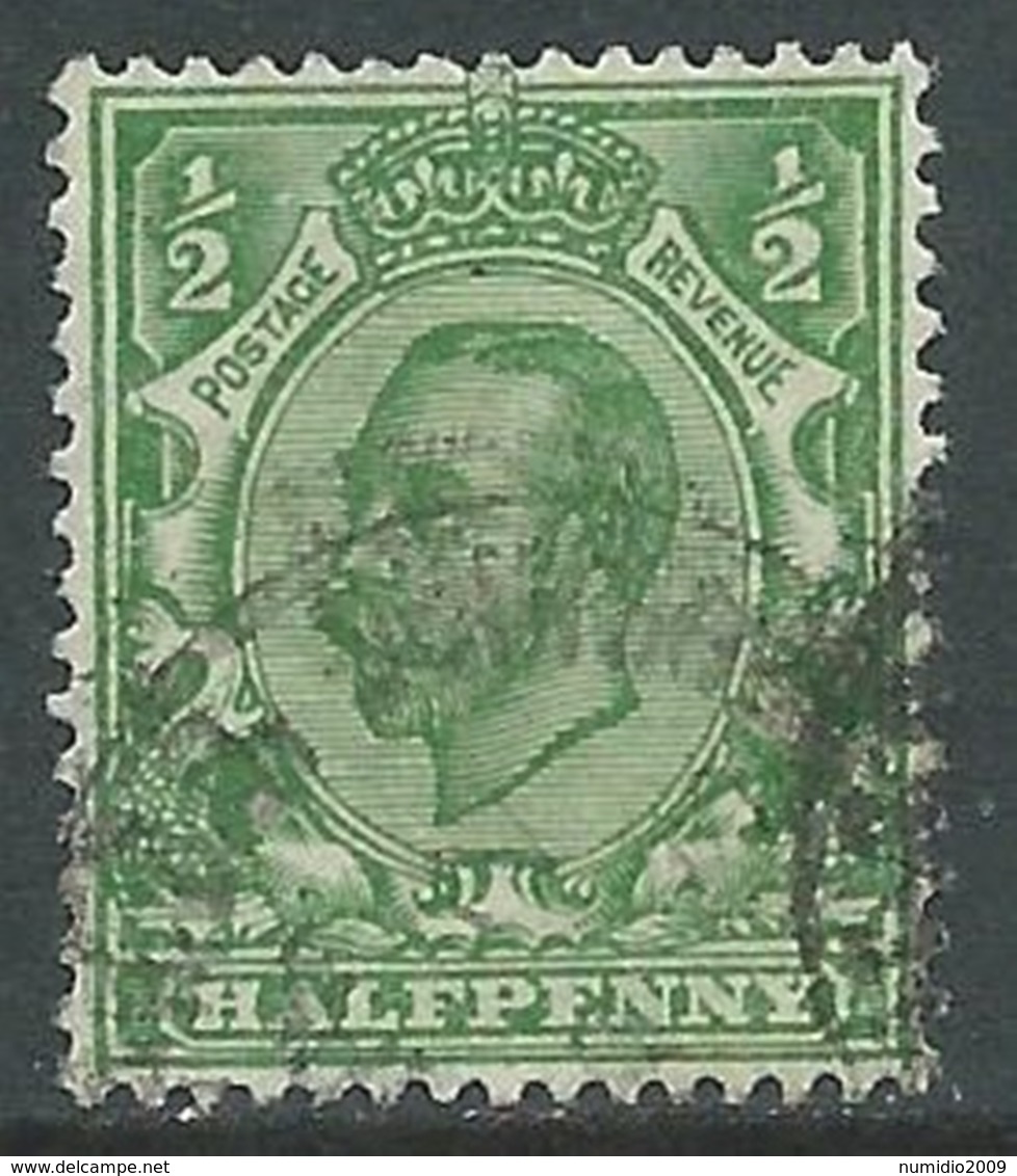 1912 GREAT BRITAIN USED SG 346 1/2d GREEN - F22-4 - Usati