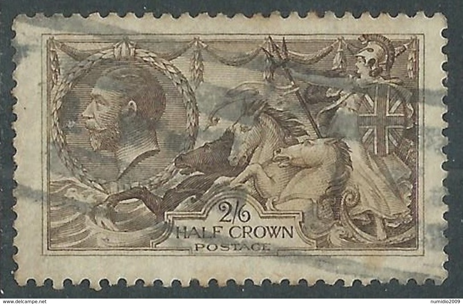 1913 GREAT BRITAIN USED SEA HORSES SG 399 2s6d DEEP SEPIA BROWN - F22-7 - Gebraucht