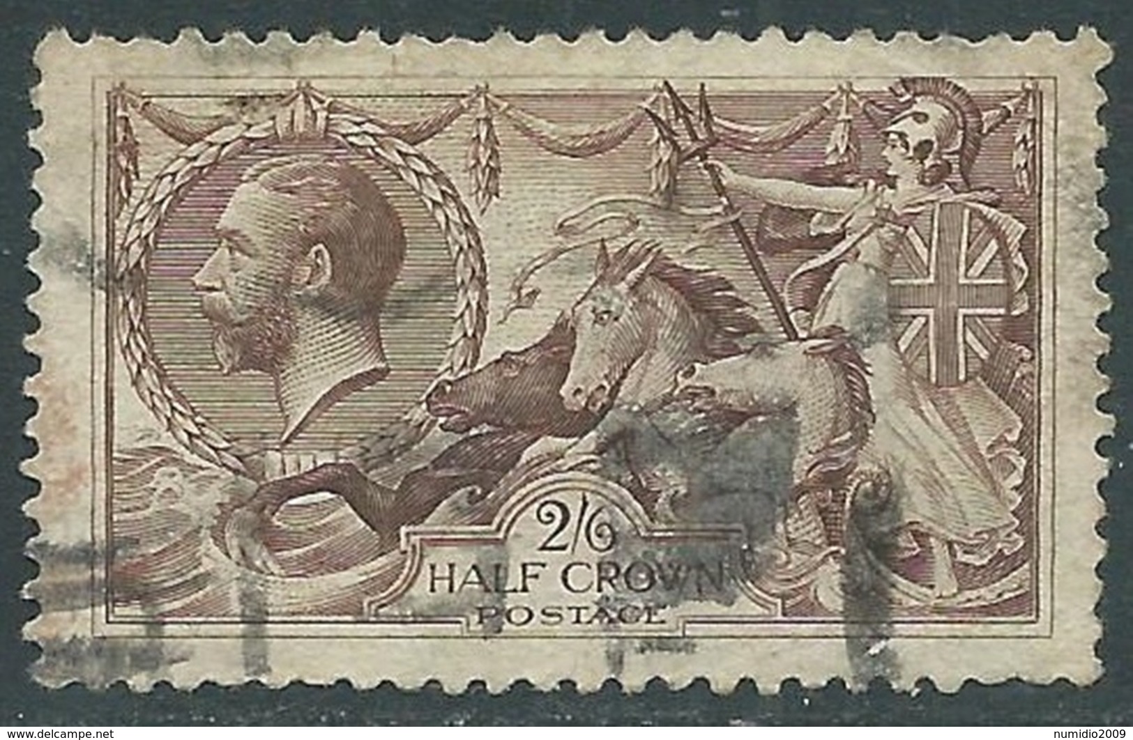 1913 GREAT BRITAIN USED SEA HORSES SG 414 2s6d DEEP SEPIA BROWN - F23-4 - Usati