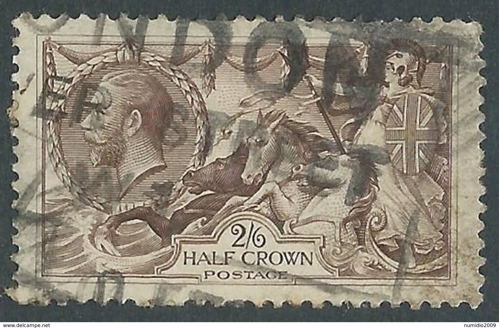 1918-19 GREAT BRITAIN USED SEA HORSES SG 415a 2s6d PALE BROWN - F22-8 - Usati
