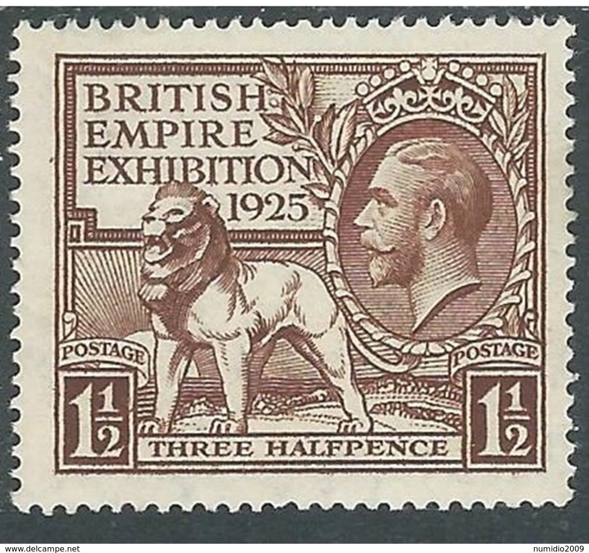 1925 GREAT BRITAIN BRITISH EMPIRE EXHIBITION SG 433 1 1/2d BROWN MH * - F22-7 - Nuovi