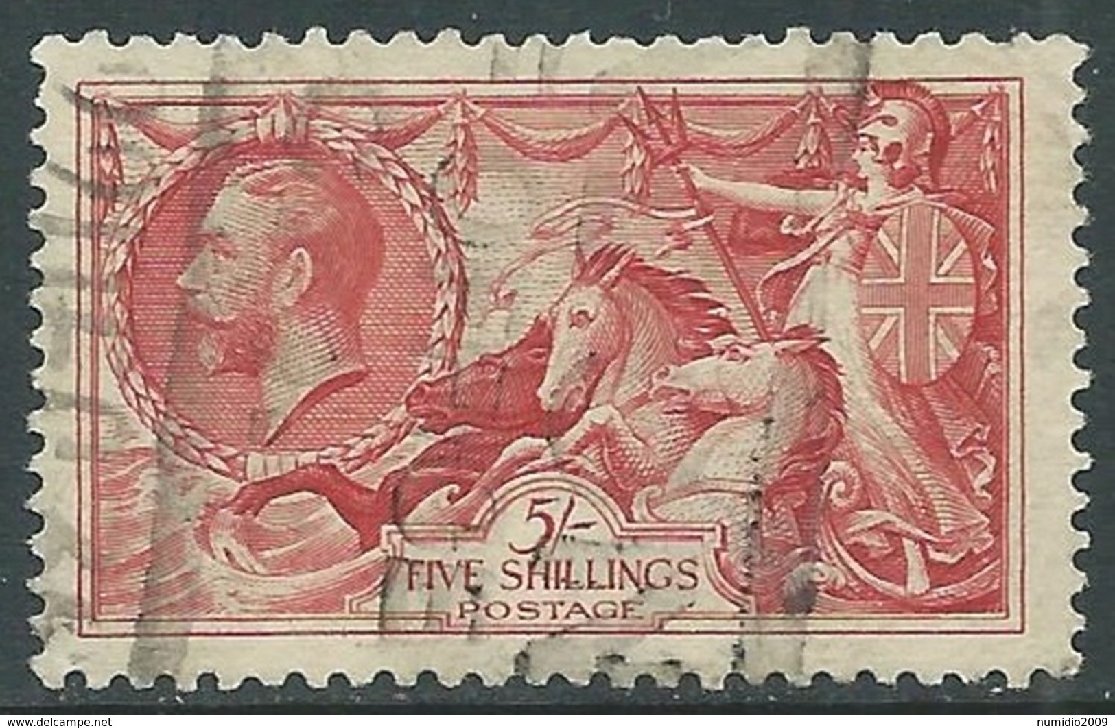 1934 GREAT BRITAIN USED SEA HORSES SG 451 5s - F23-5 - Gebruikt