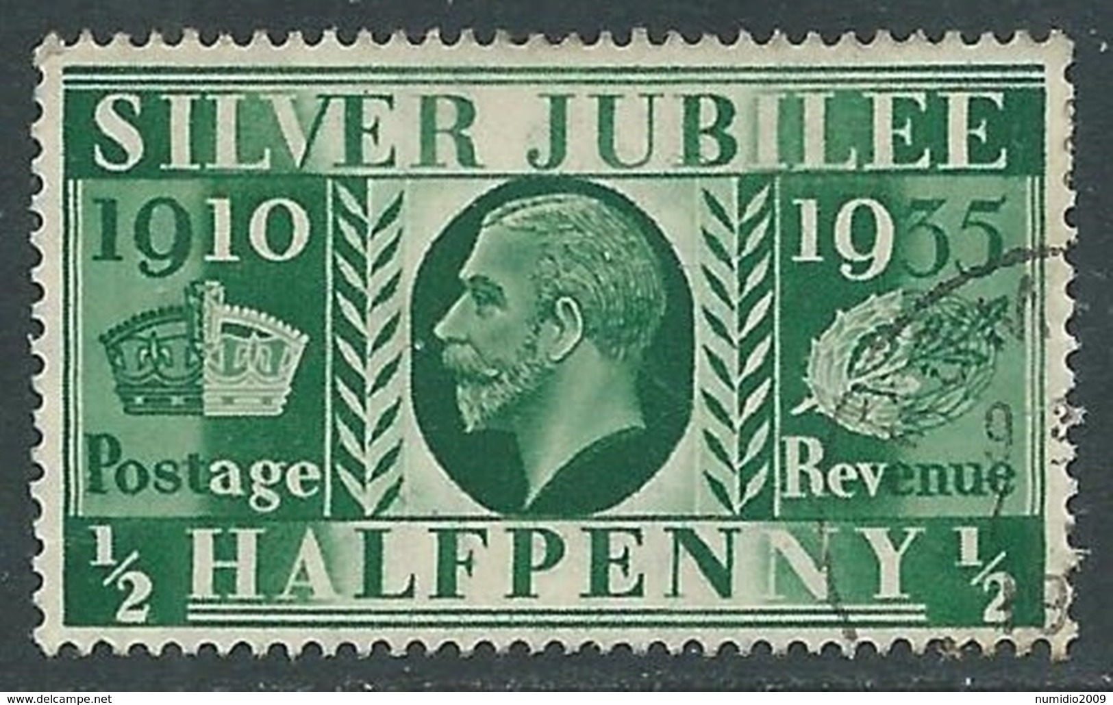 1935 GREAT BRITAIN USED SILVER JUBILEE SG 453 1/2d GREEN - F23-5 - Usados