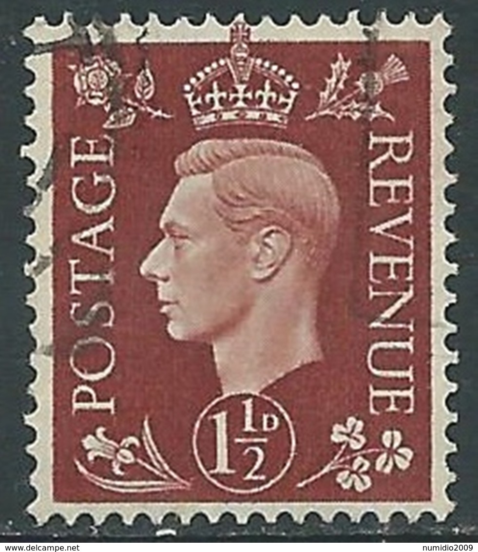 1937-47 GREAT BRITAIN USED SG 464 1 1/2d - F23-2 - Usati