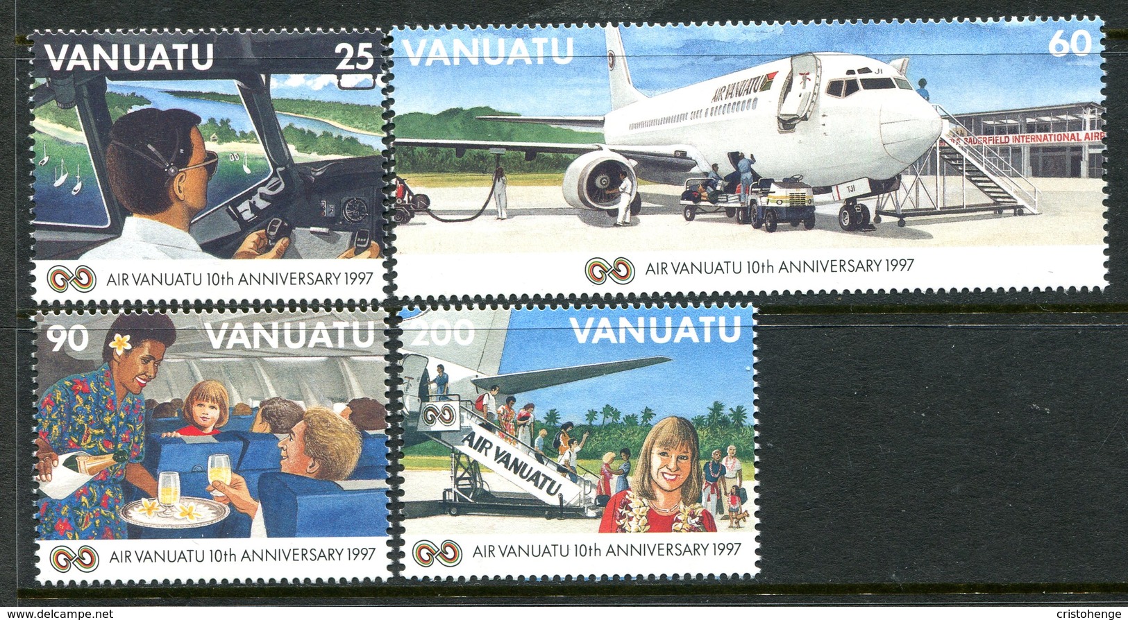 Vanuatu 1997 Tenth Anniversary Of Air Vanuatu Set MNH (SG 746-749) - Vanuatu (1980-...)