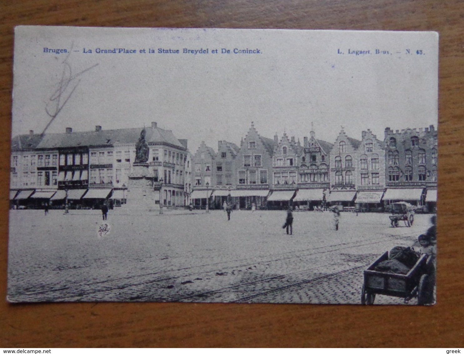 Brugge - Bruges / La Grand Place Et La Statue Breydel Et De Coninck -> Beschreven 1906 - Brugge