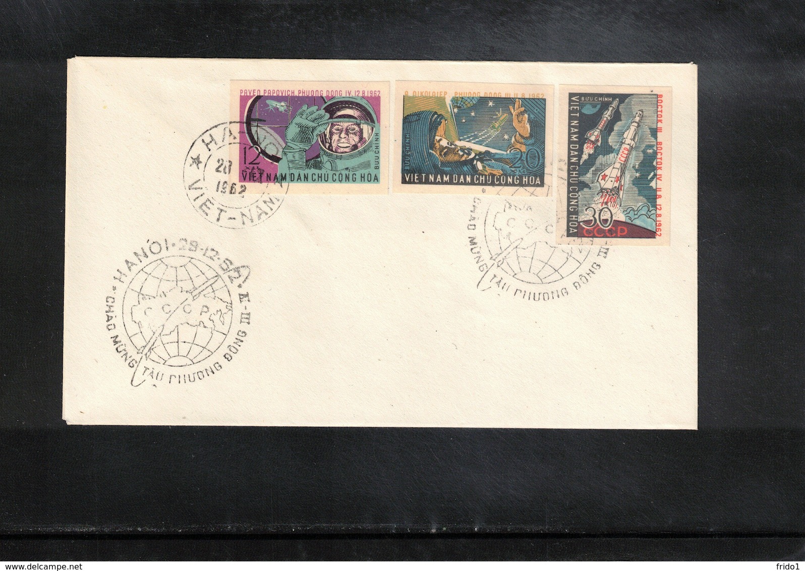 Vietnam 1962 Space / Raumfahrt Vostok III Imperforated Set FDC  Interesting Cover - Asien