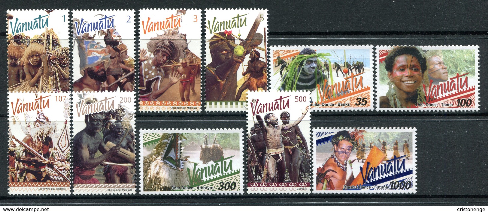 Vanuatu 1999 Dancers Set MNH (SG 810-820) - Vanuatu (1980-...)