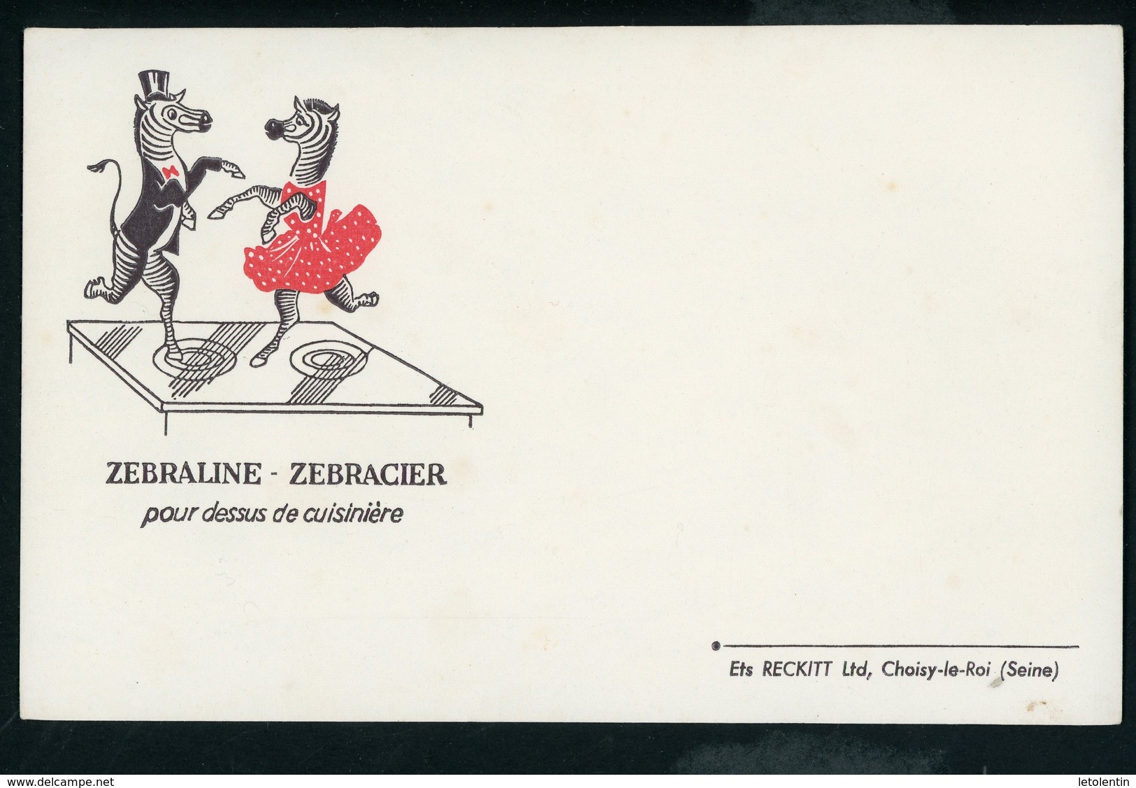 BUVARD:  ZEBRALINE - ZEBRACIER POUR DESSUS DE CUISINIÈRE - CHOISY LE ROI - FORMAT  Env. 13,5X21 Cm - Wassen En Poetsen