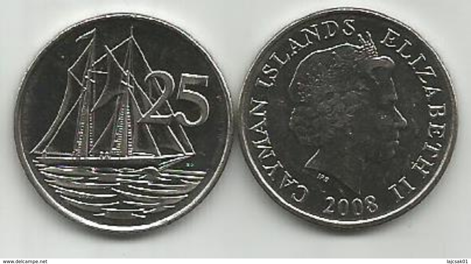 Cayman Islands 25 Cents 2008. High Grade - Iles Caïmans