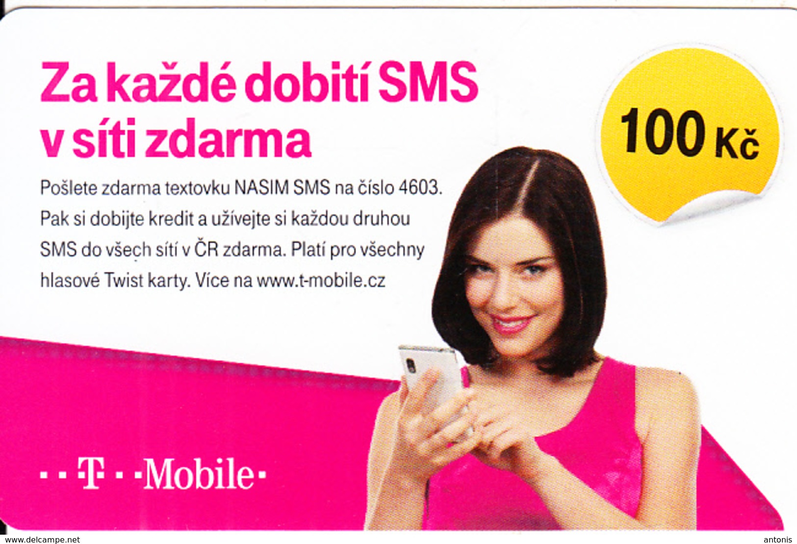 CZECH REPUBLIC - Girl On Phone, T Mobile Prepaid Card 100 Kc, Exp.date 20/03/18, Used - Czech Republic