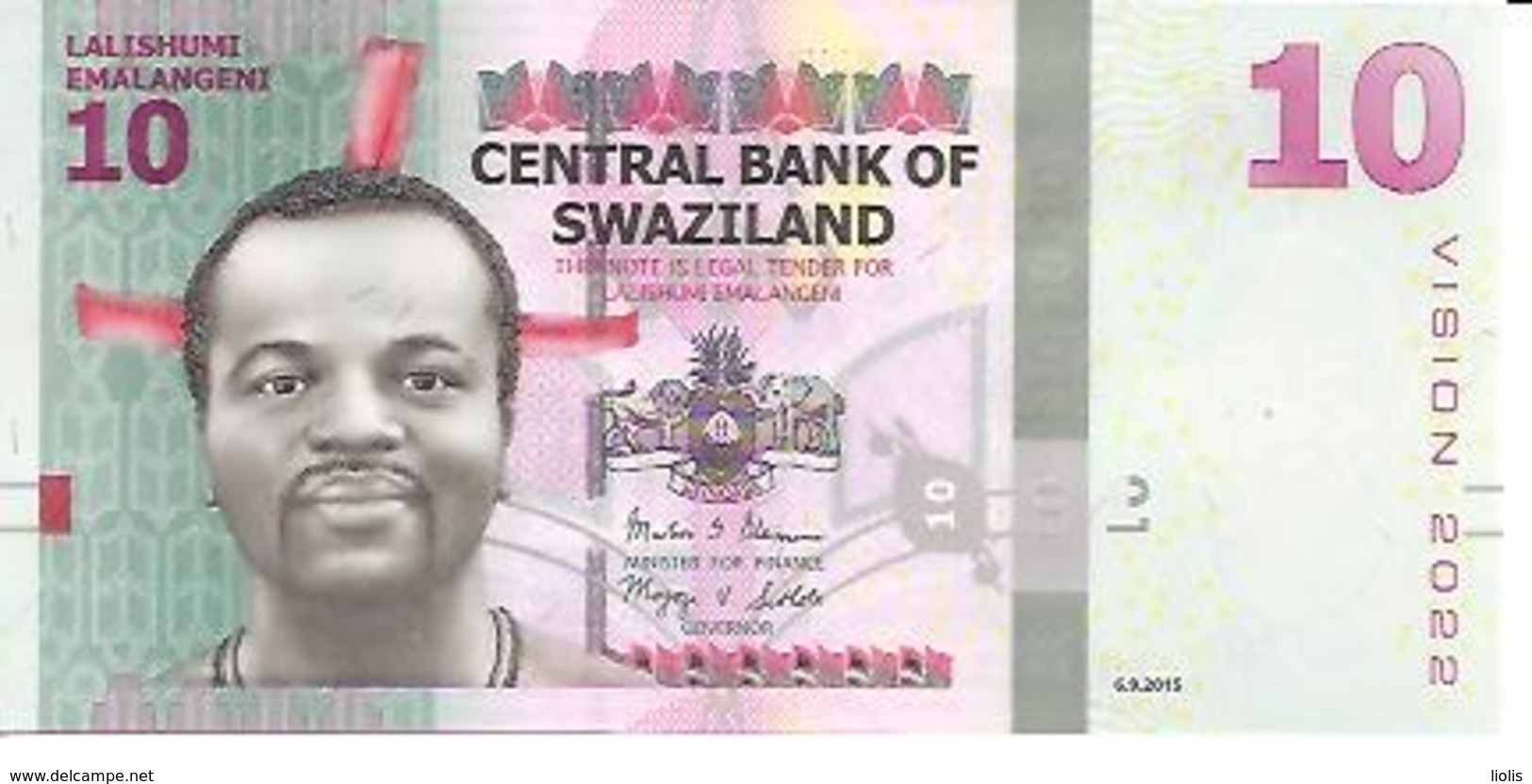 Swaziland  P-36b  10 Emalangeni  2015  UNC - Swaziland