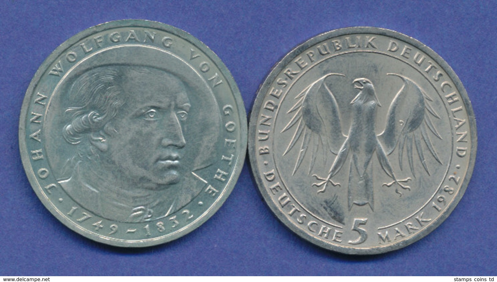 Bundesrepublik 5DM Gedenkmünze 1982, Johann Wolfgang Von Goethe - 5 Mark