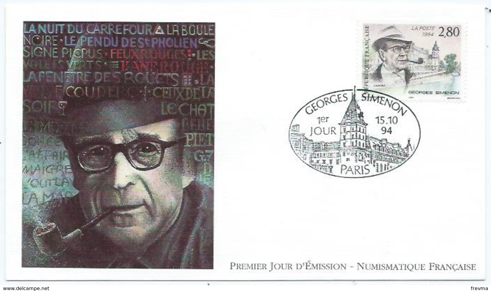 Enveloppe 1er Jour France FDC Georges Simenon 1994 - 1970-1979
