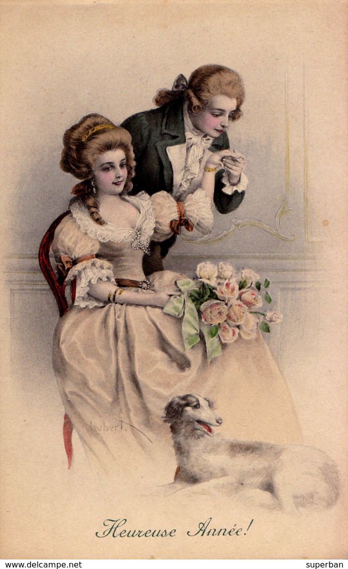 ART NOUVEAU / ART DÉCO: COUPLE De BELLE ÉPOQUE Et CHIEN - HUBERT ( ? ) - Nr. 535 / M. MUNK /  M. M. VIENNE ~ 1910 (aa487 - Sonstige & Ohne Zuordnung