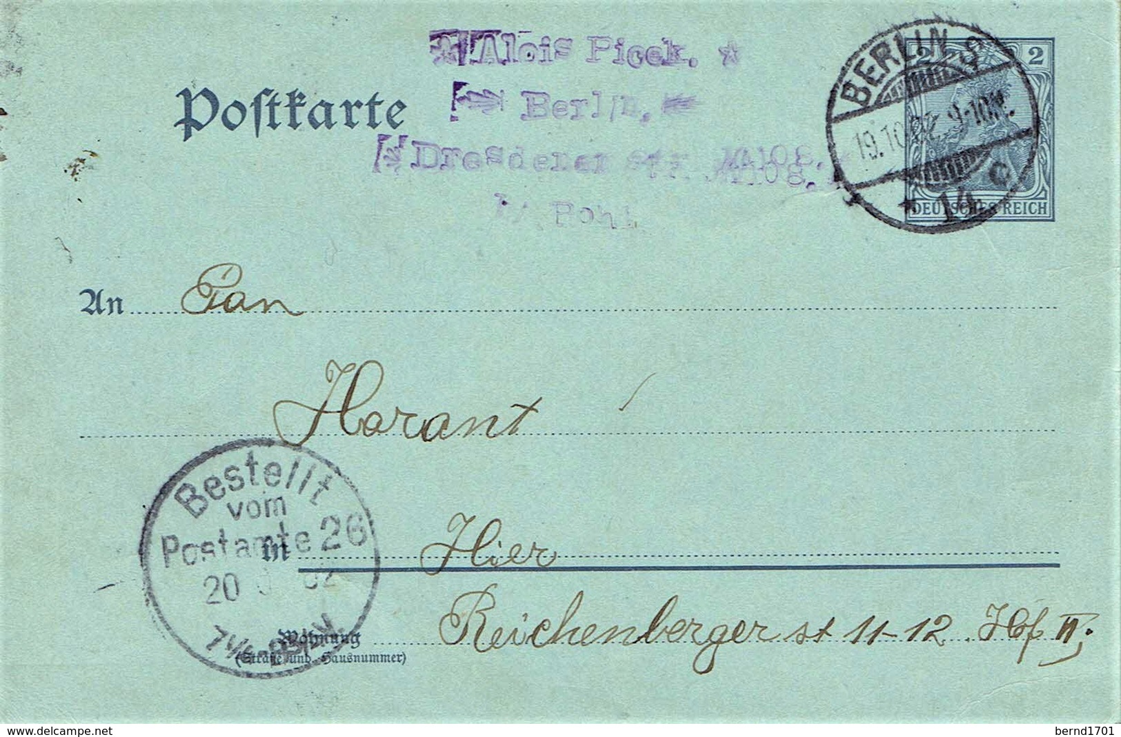 Deutsches Reich - Ganzsache Postkarte Echt Gelaufen / Postcard Used (T587) - Sonstige & Ohne Zuordnung