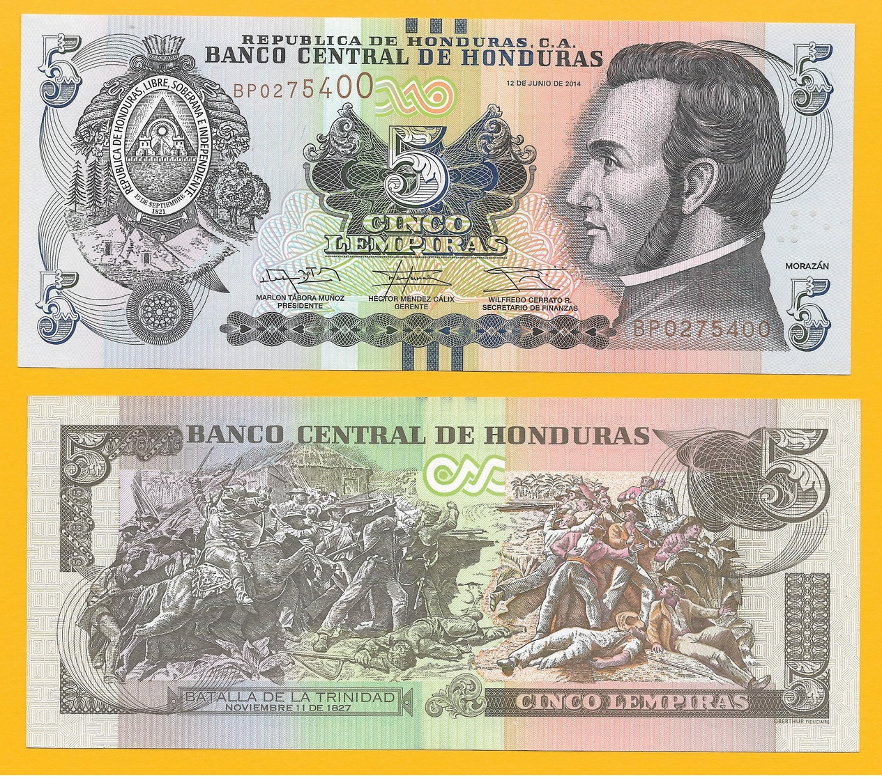 Honduras 5 Lempiras P-98 2014 UNC - Honduras