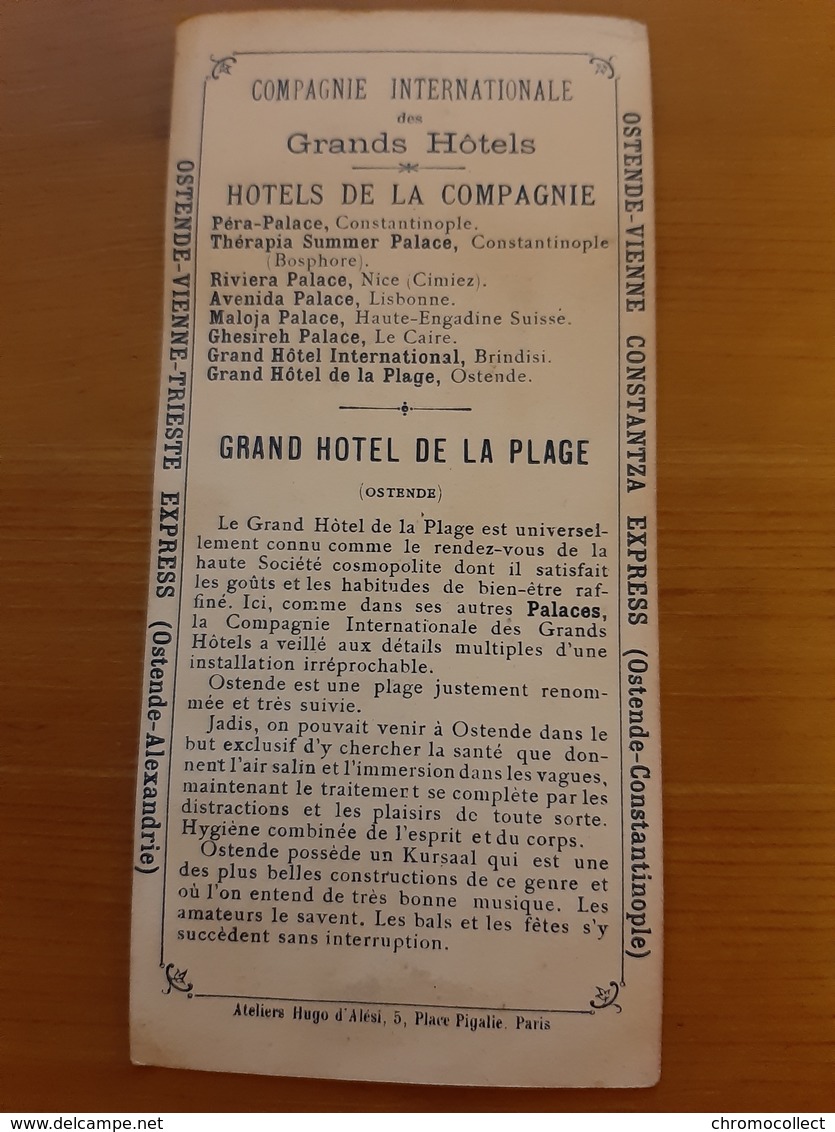 Chromo Cie Int. Des Grands Hôtels Grand Hôtel De La Plage (Ostende) Ateliers Hugo D'Alési, 5, Place Pigalle, Paris - Other & Unclassified