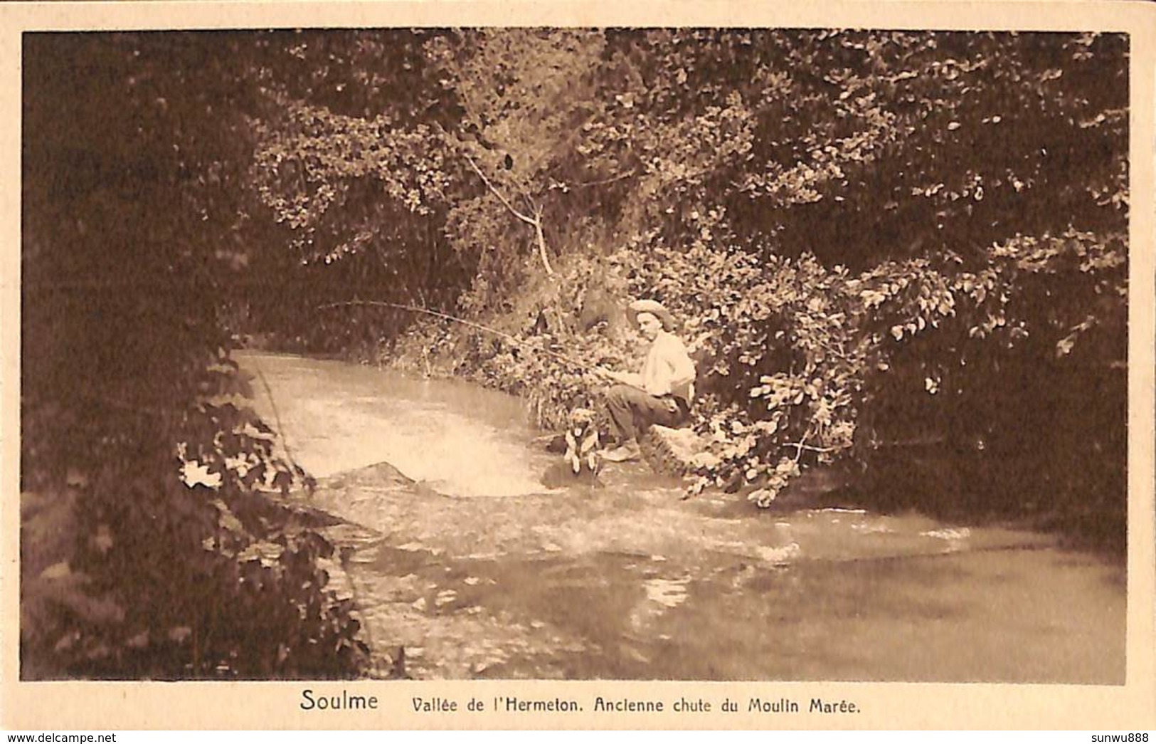 Soulme - Vallée De L'Hermeton. Ancienne Chute Du Moulin Marée (animée, Pêche, Chien) - Doische