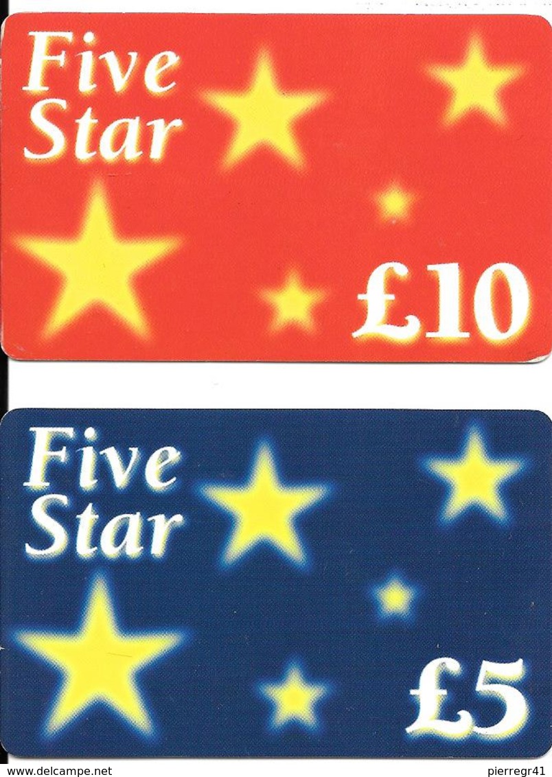 -2 CARTES-+PREPAYEE-GB-5£/10£-FIVE STAR-Plastic Fin--TBE-RARE - Autres & Non Classés
