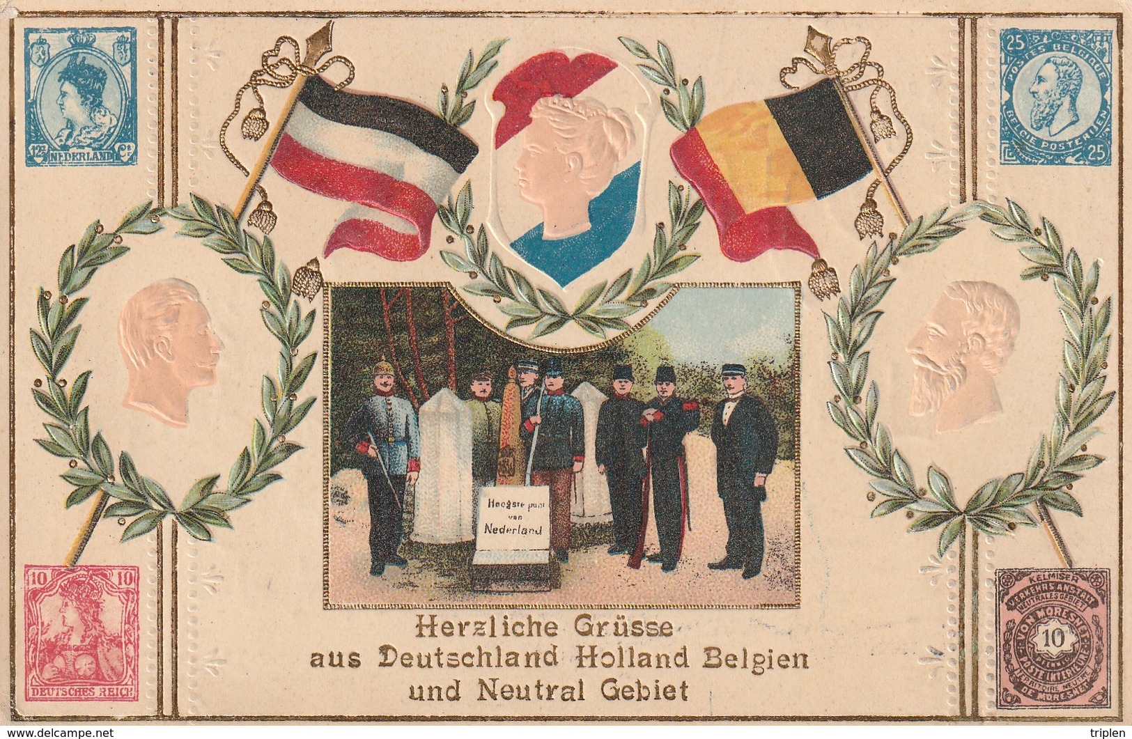 Herzliche Grüsse Aus Deutschland Holland Belgien Und Neutral Gebiet - Plombières