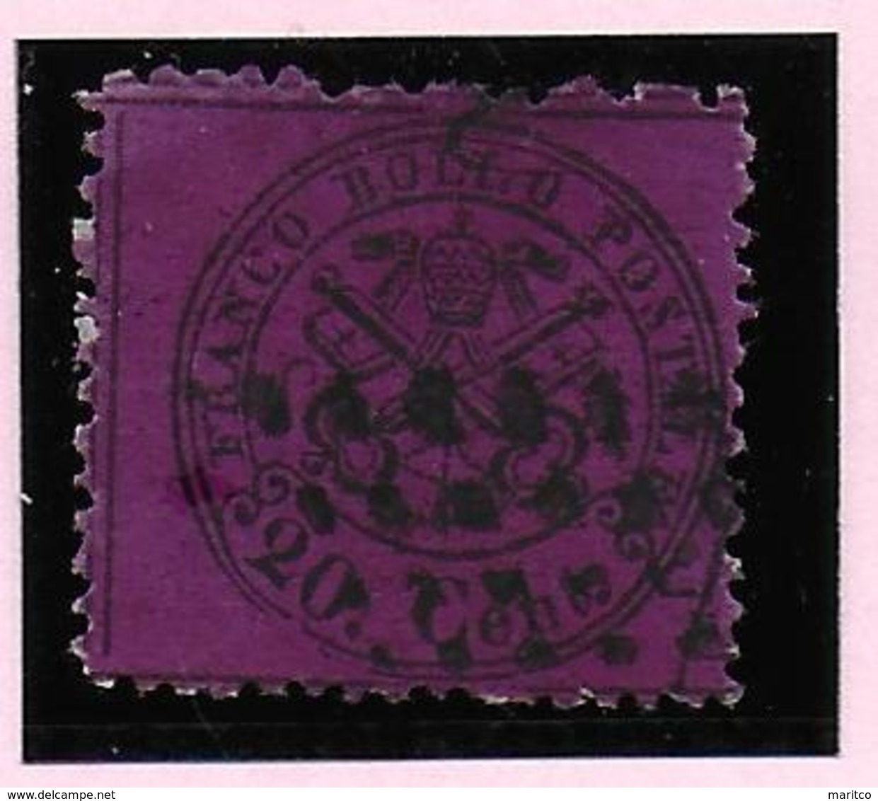 Italian States STATO PONTIFICIO Papal States 20 CENT PERFORATED DULL PAPER - Stato Pontificio