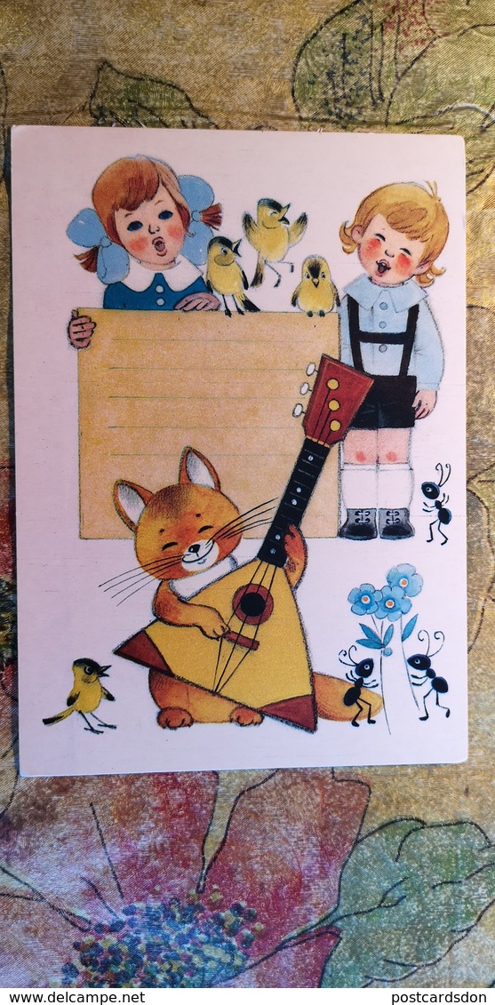 Children Chore  - Old Postcard - 1986 - Insect - Ant - Balalaika - Cat Chat - Cartes Humoristiques