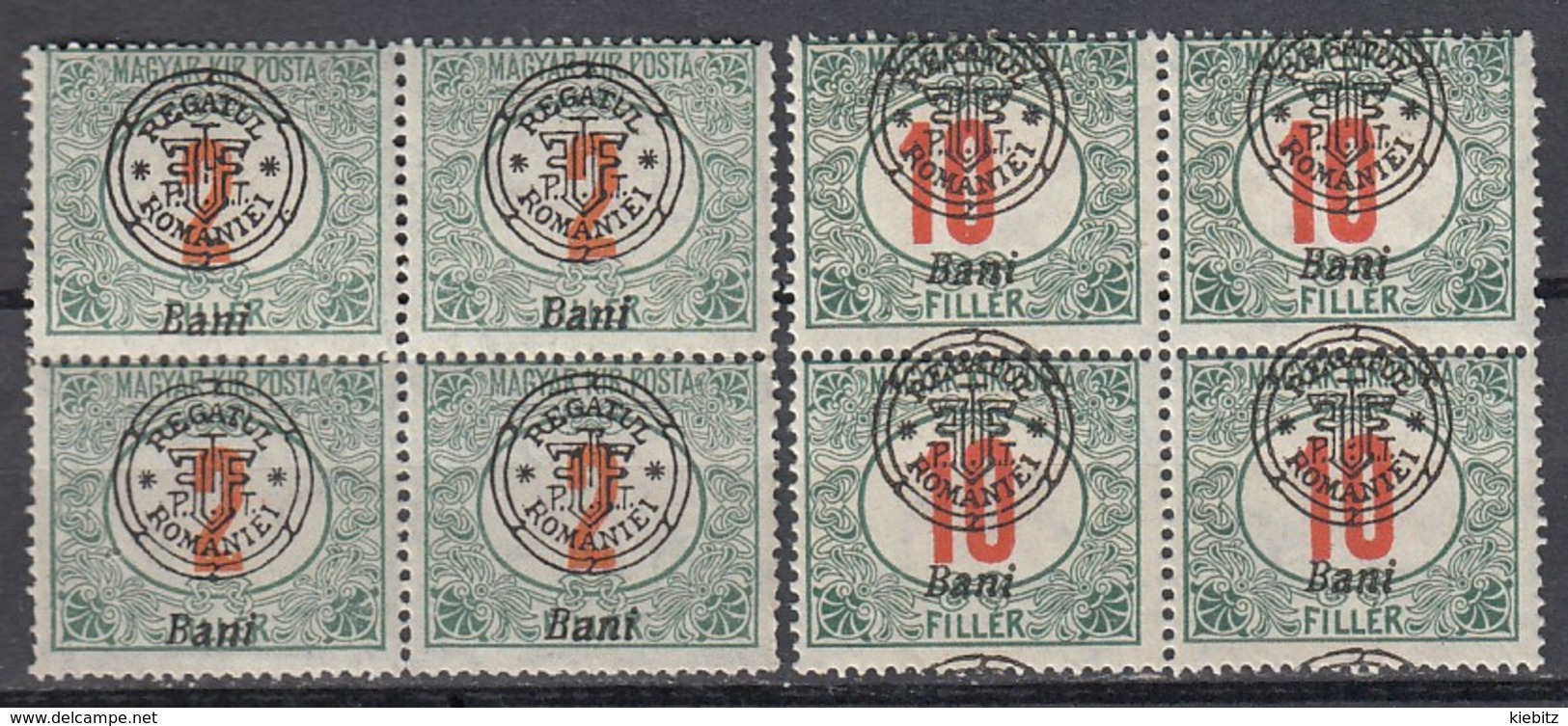 NEURUMÄNIEN 1919 - Porto 3II + 6II 4er - Siebenbürgen (Transsylvanien)