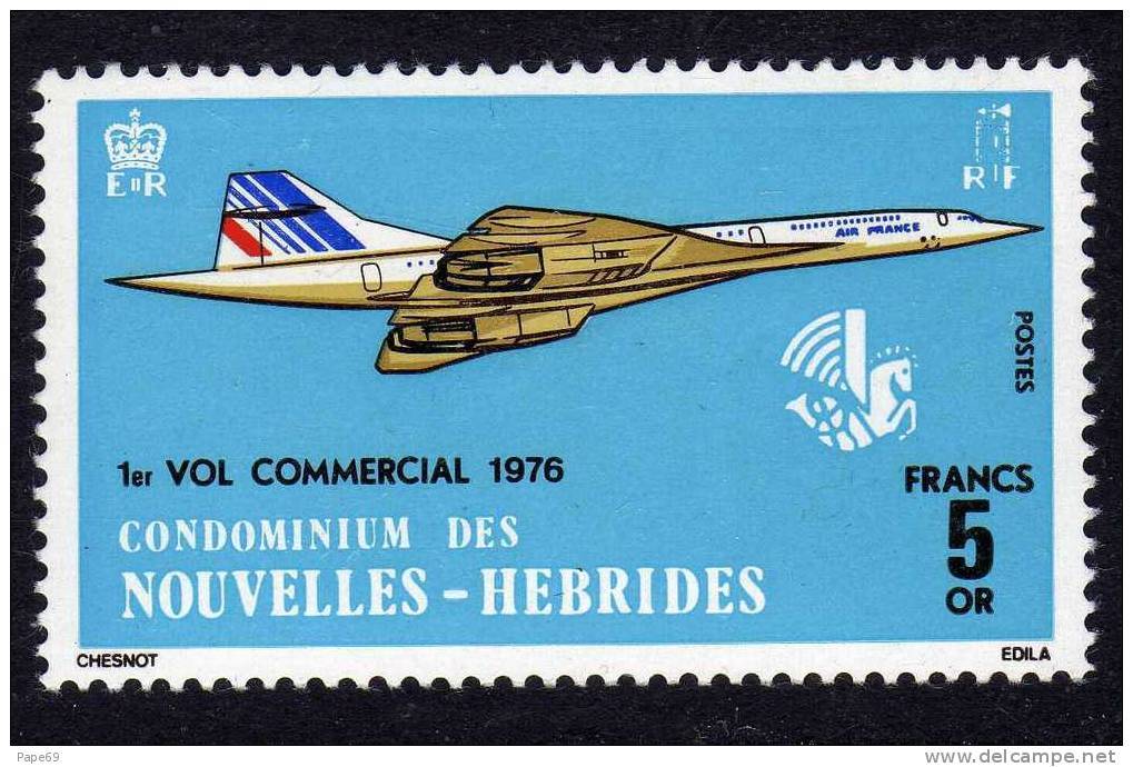 Nouvelles Hébrides N° 424 X Concorde 1er Vol Commercial Paris-Dakar Légende  Françaisetrace De Charnière Sinon  TB - Neufs