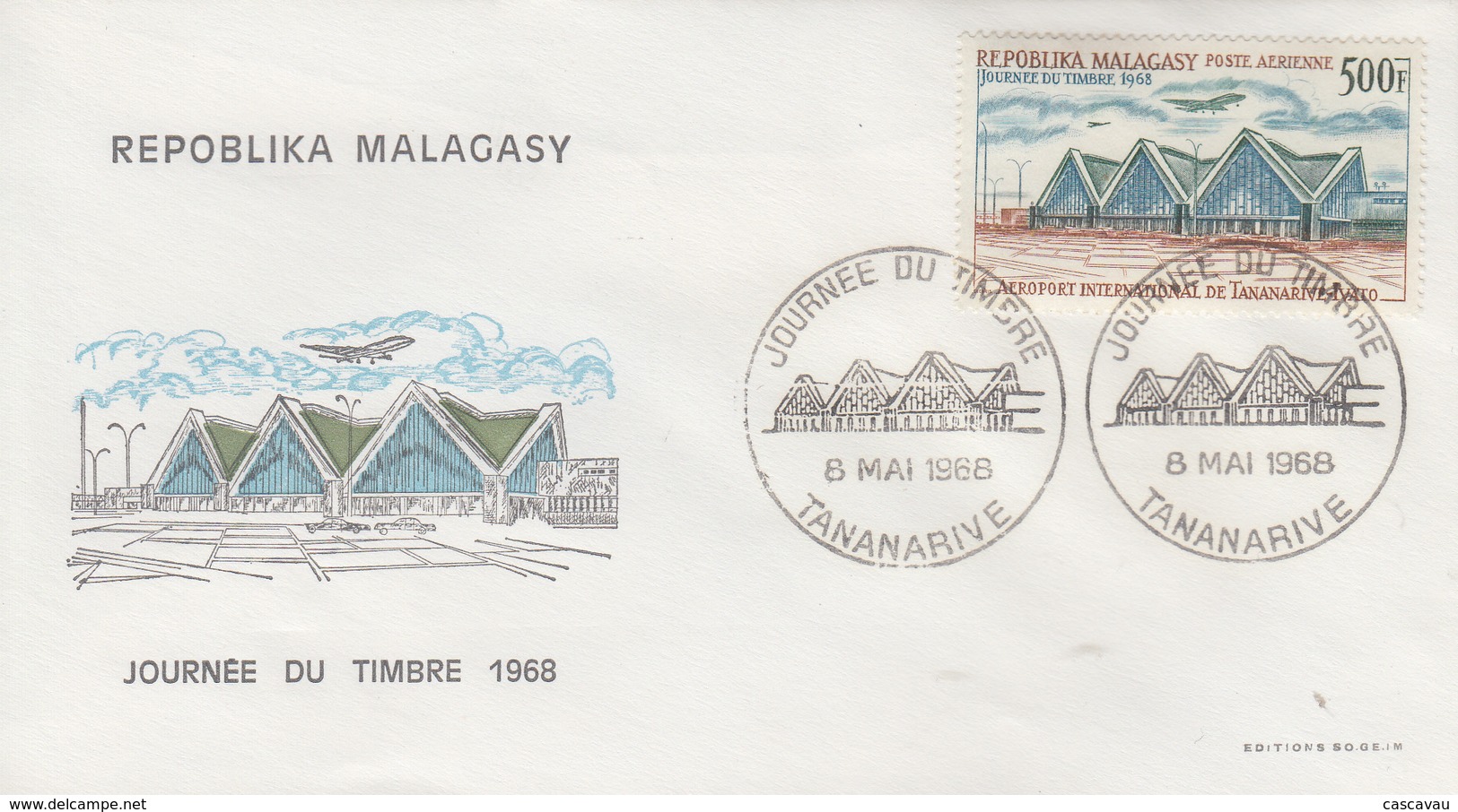 Enveloppe  FDC  1er  Jour   MADAGASCAR    Journée  Du  Timbre   1968 - Madagascar (1960-...)