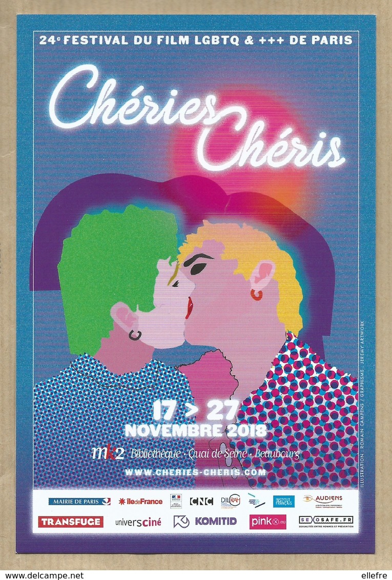 C P Du 24 ème Festival Du Film L G B T Q  ( Gay Lesbien ) De Paris - Chéries Chéris - 2018 - Altri & Non Classificati