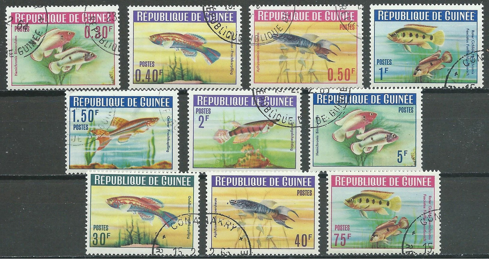 Guinée YT N°177/186 Poissons Oblitéré ° (Voir Description) - Guinée (1958-...)