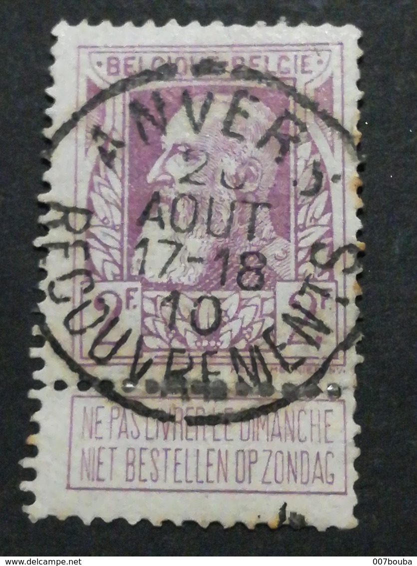 COB N° 80 Oblitération Anvers Recouvrements 10 - 1905 Grosse Barbe