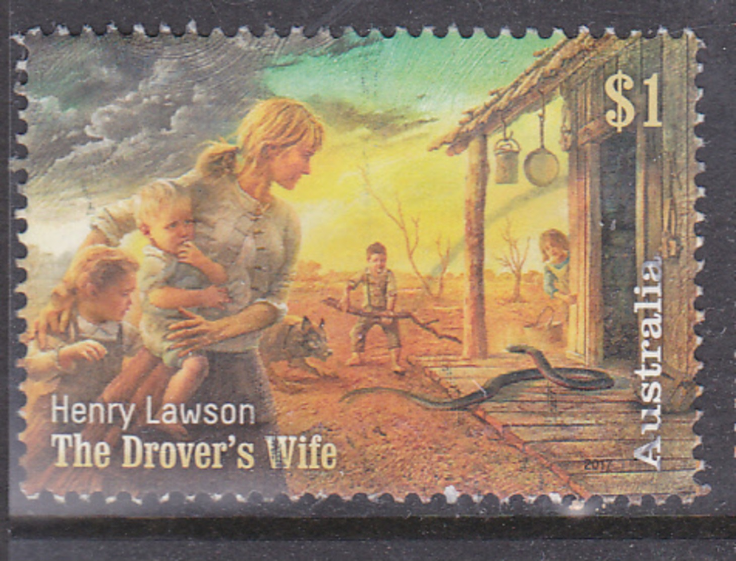 2017. AUSTRALIAN DECIMAL. Henry Lawson. $1. The Drovers Wife. FU. - Gebruikt