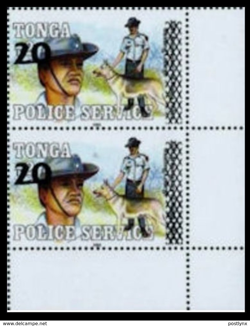 TONGA 1997 Policeman Dog CORNER.PAIR OVPT:new Value - Tonga (1970-...)