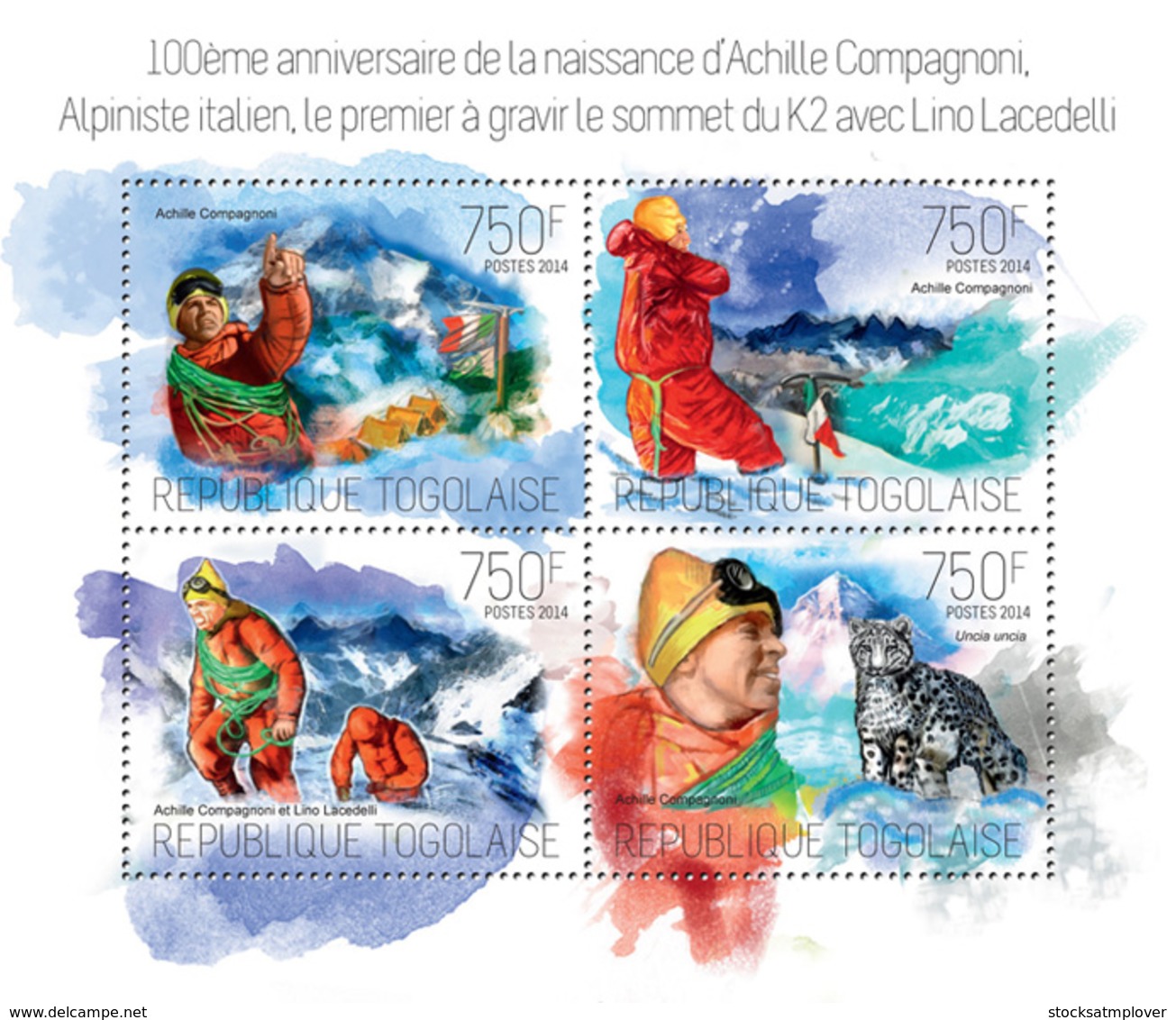 Togo 2014  Italian Mountaineer And Skier, Achille Compagnoni - Togo (1960-...)