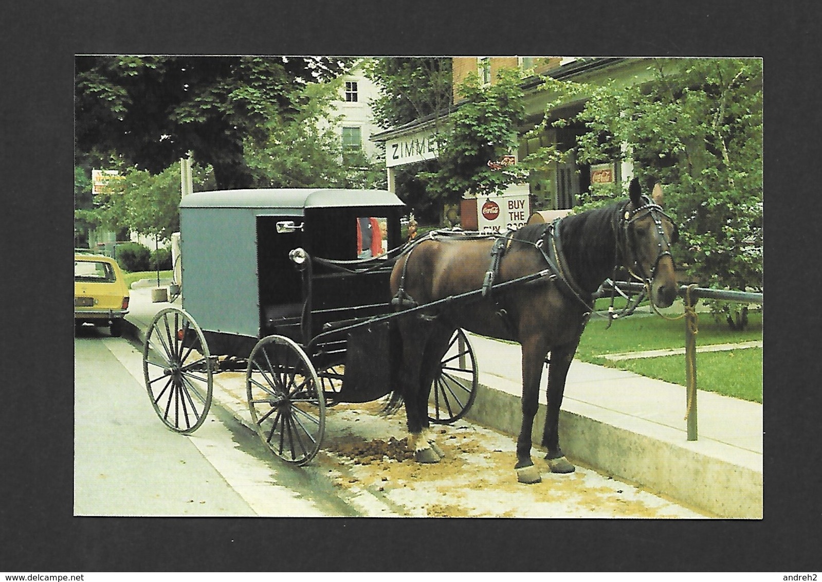 PENNSYLVANIA - AMISH COUNTRY - AN ANISH CARRIAGE TIED TO A HITCHING POST OUTSIDE ONE OF THE BUSINESS PLACES - Other & Unclassified